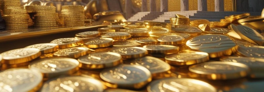 Heaps of gold coins